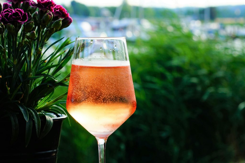 Rosé Wine Guide: Everything You Need to Know A refreshing glass of sparkling rosé wine set against a lush garden backdrop, perfect for outdoor relaxation.