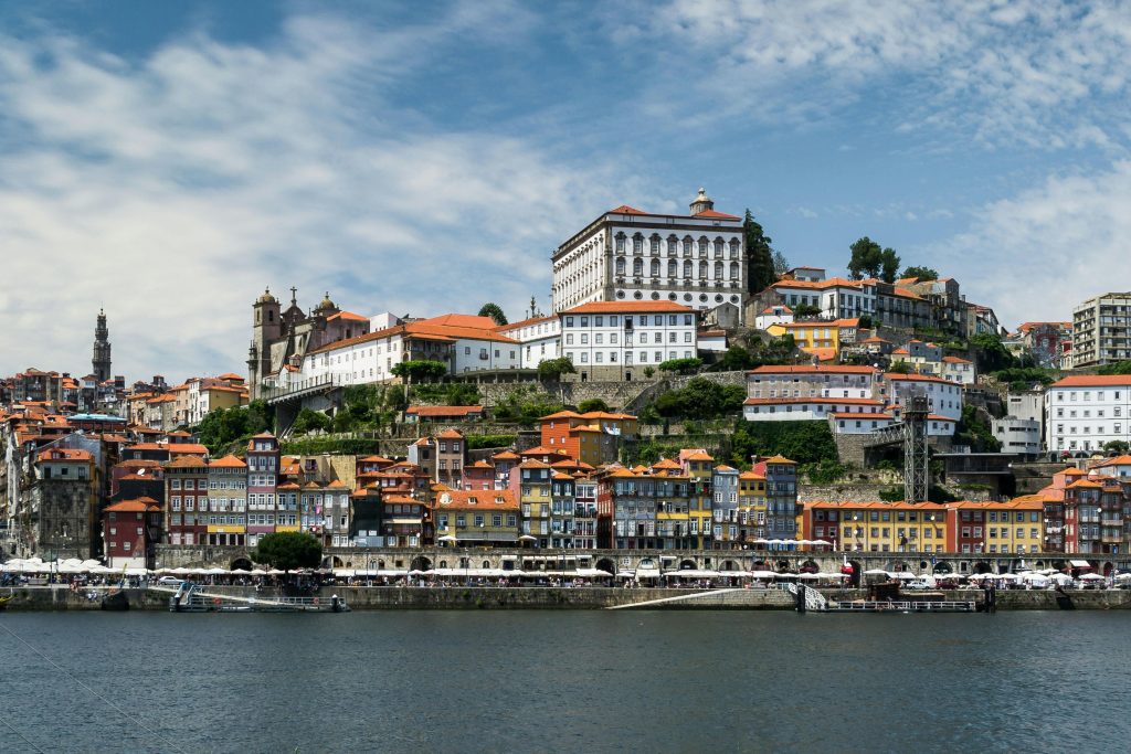 Picturesque view of Porto, Portugal, with historic architecture and riverside charm.