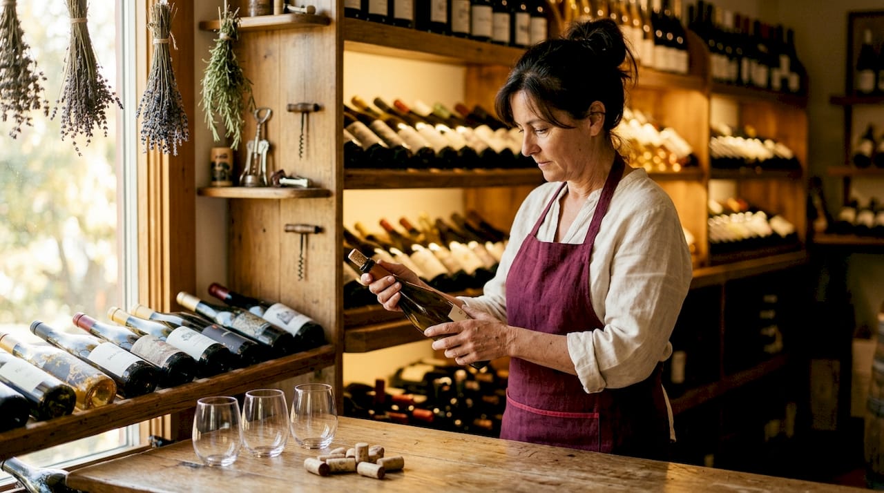Wine cellar with bottles stored sideways on racks