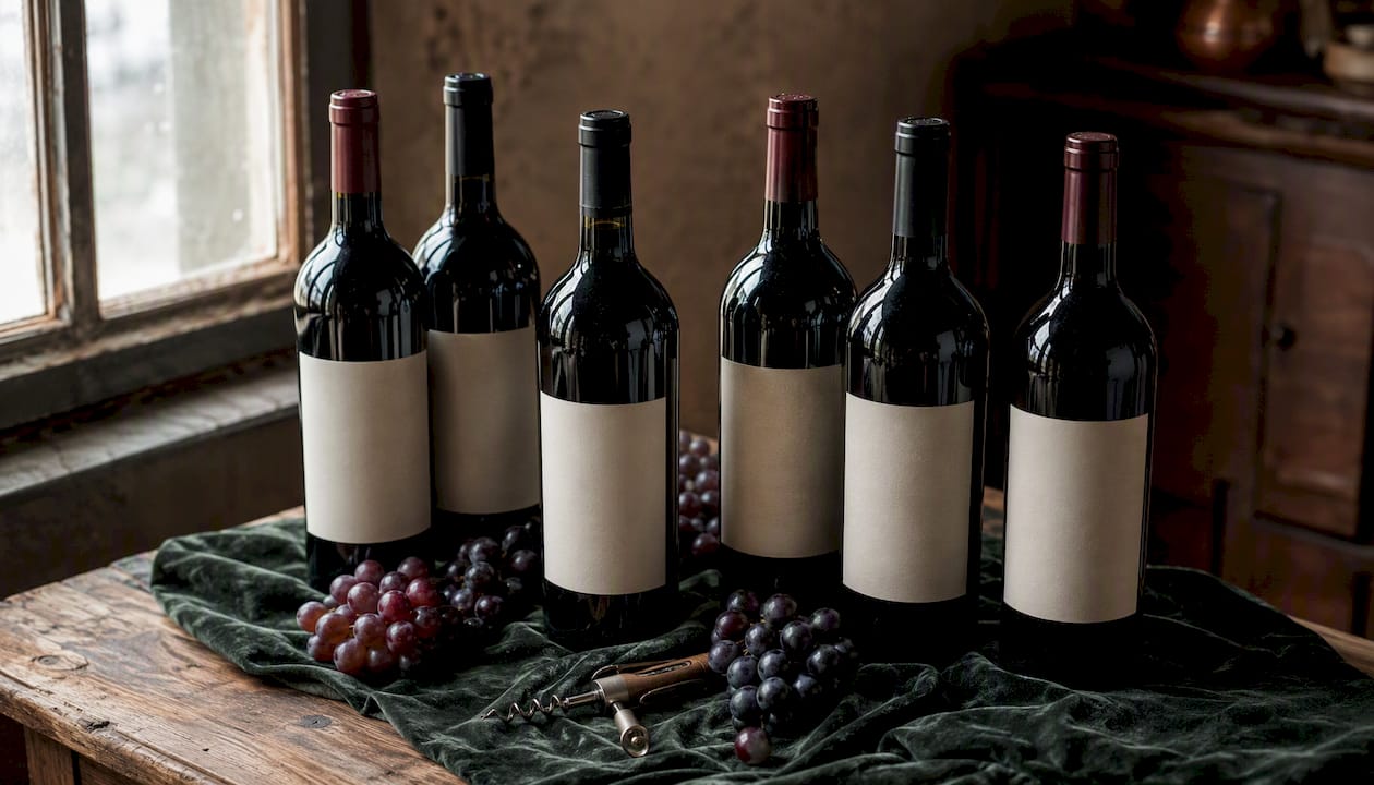 Best Red Wines for Beginners: Easy and Delicious Six red wine bottles arranged on rustic linen