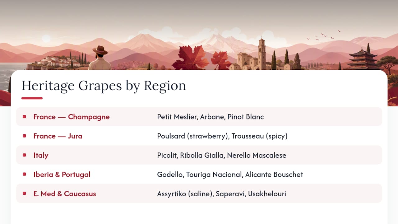 Comparison of heritage grape varieties by region